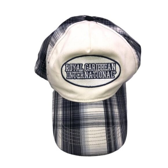 Vintage Royal Caribbean International Blue Plaid Strap Back Cap Embroidered Hat - Picture 1 of 6
